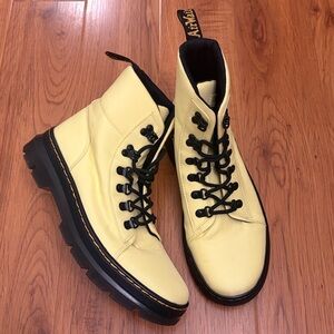 Doc Martens Bright Yellow Lace up Combat Non leather Boots, size 10